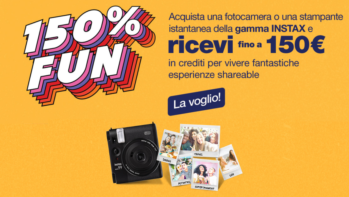 In arrivo Instax 150% Fun – Acquista instax e ottieni crediti su tante tipologie di esperienze!