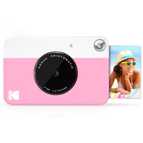 KODAK Printomatic Fotocamera Digitale a Stampa Istantanea con Carta Fotografica Adesiva Zink 2x3" (5,1x7,5 cm), 5 MP, Portatile, Creativo Regalo per Compleanni, Natale e Festività, Colore: Rosa