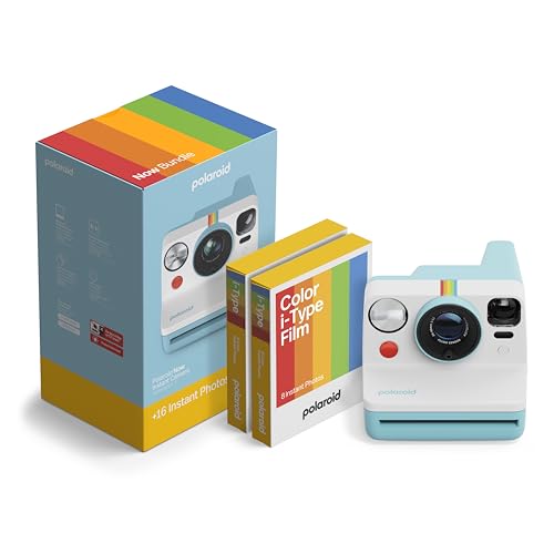 Polaroid - Fotocamera istantanea NOW Gen 3 - Pacchetto fotocamera blu artico + pellicola a colori (16 foto)