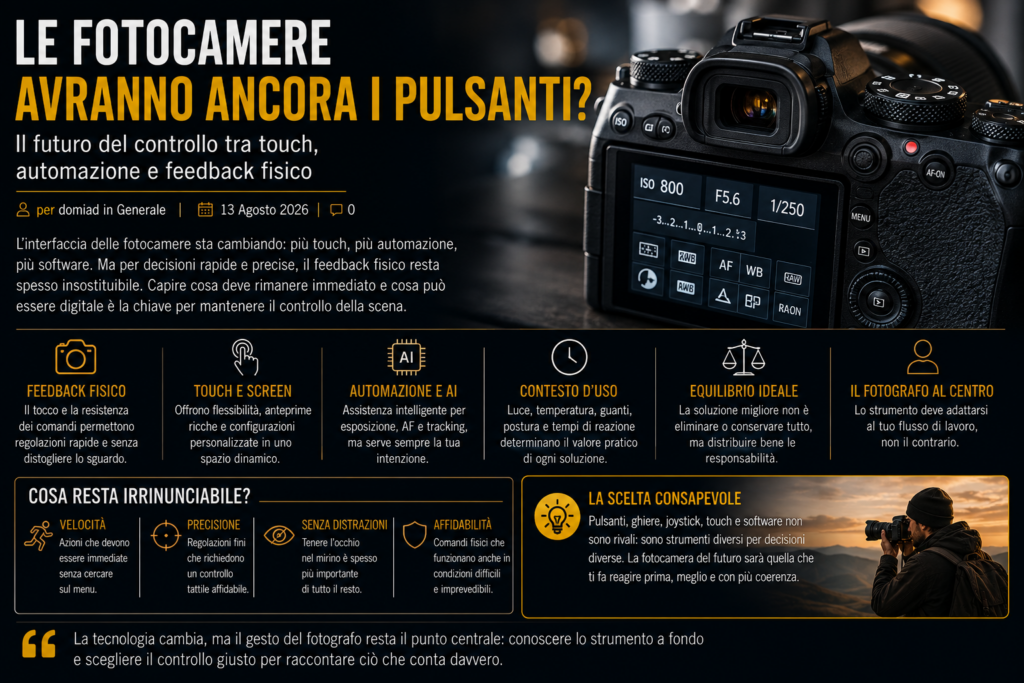 Le fotocamere avranno ancora i pulsanti? Il futuro del controllo tra touch, automazione e feedback fisico