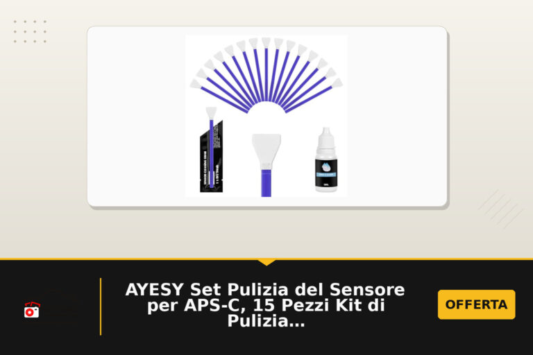 AYESY Set Pulizia del Sensore per APS-C, 15 Pezzi Kit di Pulizia del Sensore con 10ml di Sensore Liquido, 16mm Swab in Microfibra per pulizia di SLR Fotocamera Lenti, Obiettivi, Filtri, Cellulari in offerta su Amazon: oggi a 8.57 euro