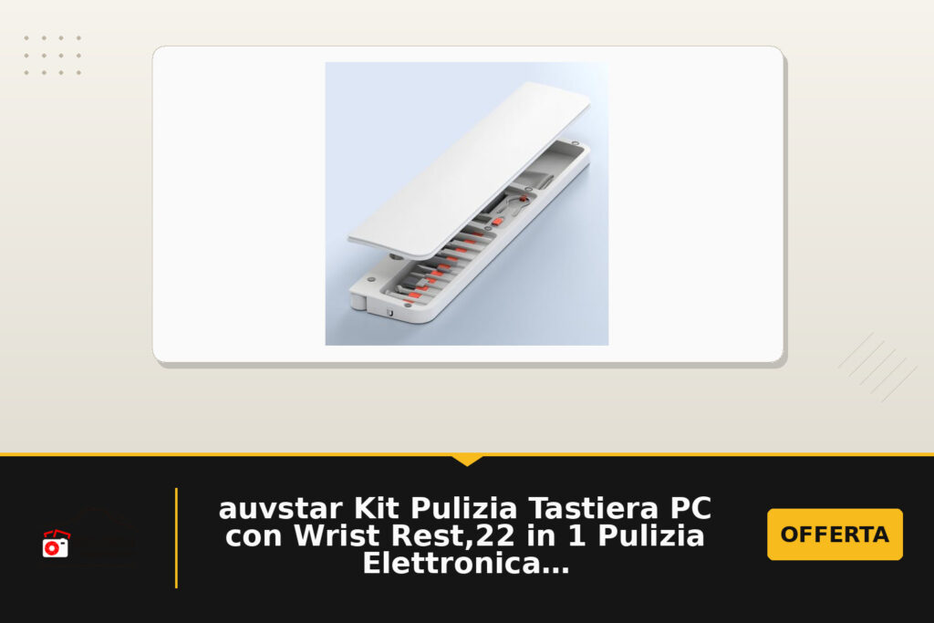 auvstar Kit Pulizia Tastiera PC con Wrist Rest,22 in 1 Pulizia Elettronica Portatile,Multifunzionale Screen Cleaner per AirPods, Auricolari Bluetooth,Telefoni,Tablet,Fotocamere,Computer(Bianco) in offerta su Amazon: oggi a 6.99 euro