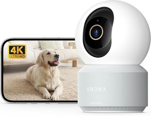 Anona Pano 4K Telecamera WIFI Interno,Videocamera Sorveglianza Animali/Cani