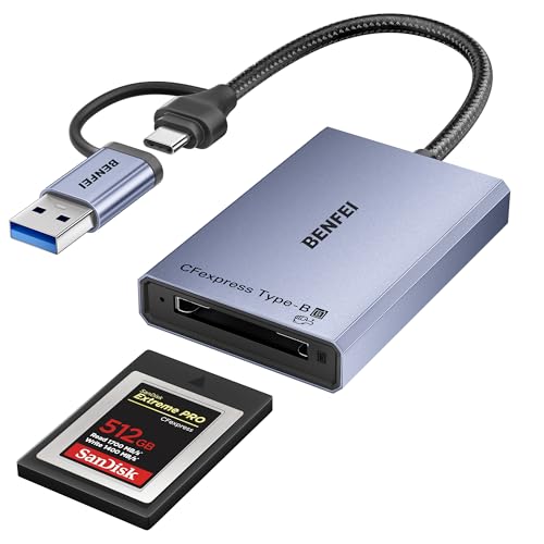BENFEI Lettore di schede CFexpress tipo B con USB 3.2 (Gen 2) 10 Gbit/s, adattatore 2-in-1 USB-C&USB-A CFexpress tipo B, compatibile con Windows/Mac/Linux/Android