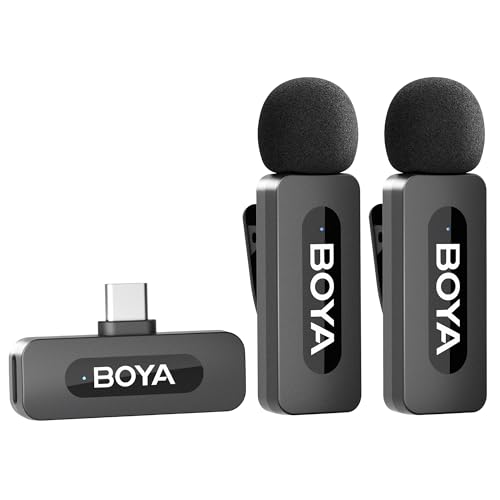 BOYA BY-V20 Microfono Lavalier Wireless, Microfono Wireless USB-C per iPhone 15/Smartphone Android/Tipo-C Mini Microfono Vlog per Podcast Facebook Youtube Vlogging Registrazione Video