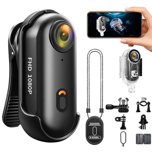 Chujianxi Mini Action Cam WiFi, Indossabile Body Cam 1080P, Subacquea