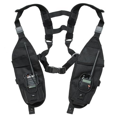 CYSSJF Radio Walkie Talkie Ricetrasmittente Tasca sul petto Borse per imbracatura Zaino Fondina Radio a due vie Carry Case Accessorio Titolare (Nero)