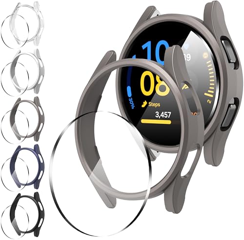 Diruite 5+5 Pezzi Cover per Samsung Galaxy Watch FE 40mm Vetro Temperato