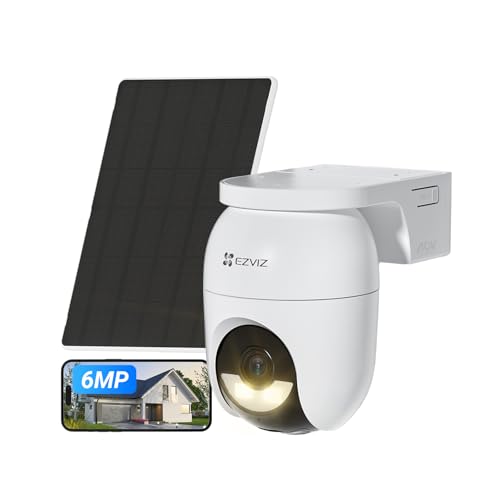 EZVIZ CB8 Lite 3K+ Telecamera WiFi Esterno con Pannello Solare, Auto-Zoom Tracking,100% Senza Fili, PTZ 360°, Rilevamento Persone/Veicoli, Visione Notturna a Colori, Audio Bidirezionale, Difesa Attiva