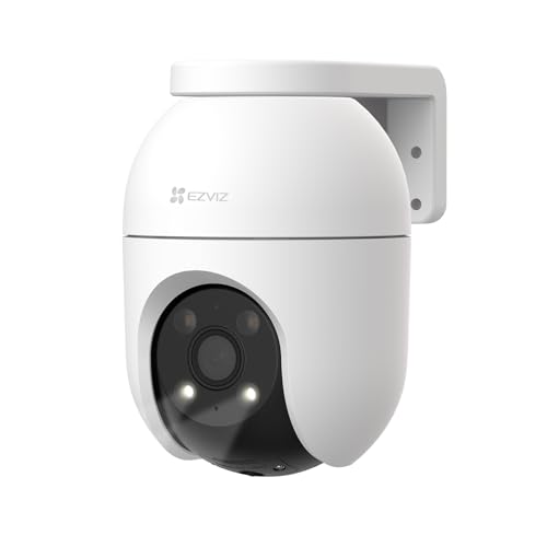 EZVIZ Telecamera WiFi Esterno 4K, Telecamera Motorizzata per Esterni con Copertura a 360°, Visione Notturna a Colori, Rilevamento di Persone/Veicoli, Tracciamento Zoom Auto, C8c 8MP(6mm)