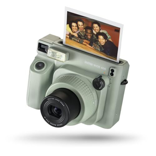 instax Fujifilm WIDE 400, Fotocamera Istantanea Analogica | Esposizione Automatica, Flash Automatico, Autoscatto, Controlli Semplificati, Colore Green, Dimensioni Stampa 86 mm x 108 mm