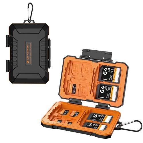 K&F Concept 25 Slot Memory Card Case Custodia per il trasporto impermeabile e antiurto, capacità 4 CF o 4 XQD, 4 SD, 12 TF, 4 CFexpress, 2 Nano SIM, 2 Micro SIM, 1 SIM Card