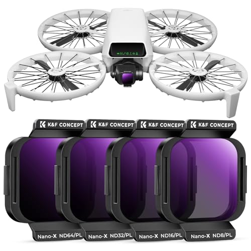 K&F CONCEPT 4 Pezzi 2 in 1 Set di Filtri per DJI Flip, Densità Neutra&Polarizzatore ND&PL, con Filtro ND8&PL ND16&PL ND32&PL ND64&PL, Vetro Ottico HD Multistrato/Telaio in Alluminio, Accessori