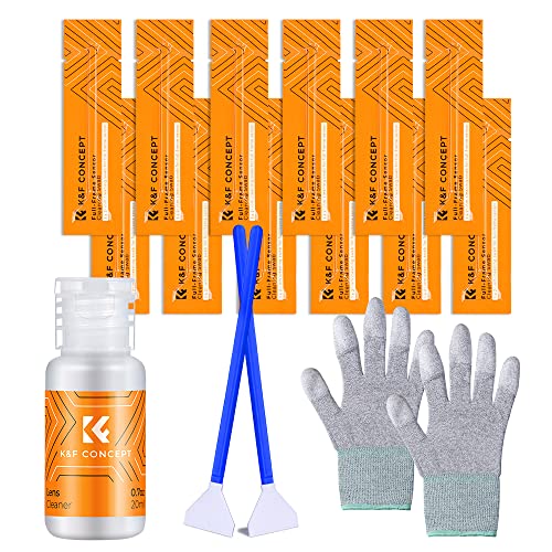 K&F CONCEPT Kit di Pulizia del Sensore Full Frame 16 PCS + 20 ml Liquido
