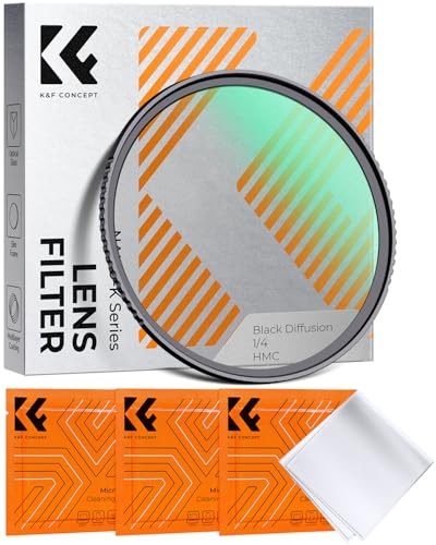 K&F CONCEPT Nano-Klear 46mm Filtro Black Diffusion 1/4 | Filtro Black Mist 1/4 Ultrasottili in Vetro Ottico con Nano Rivestimento con 3Pcs Panno di Pulizia - FE302