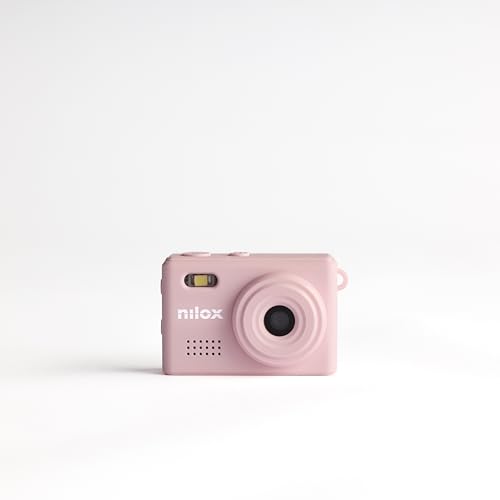 Nilox Mini Action Cam Portachiavi HD 720p, Filtri Vintage, Video 30fps, Foto e Audio, Ultra Compatta, USB Type-C, Design Retrò, Perfetta per Viaggi, Vlog e Social Media, Rosa