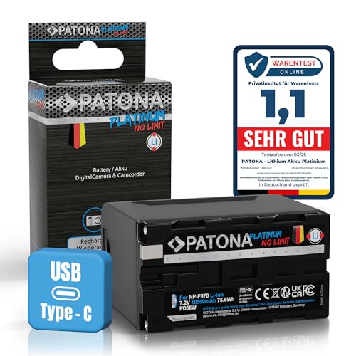 PATONA Batteria Platinium USB PD36W per Sony NP-F970 F960 F950 10500mAh