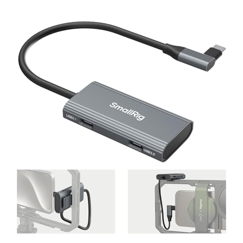 SMALLRIG Hub USB-C 4 in 1 con Attacco Cold Shoe, Hub Multiporta Type-C con PD 100 W/USB-C 3.1 / USB-C 2.0 con Adattatore Audio x 2, per Riprese Mobili di Video ProRes a 4K 60 fps - 4598