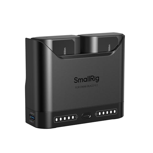 SMALLRIG Set batterie per DMW-BLK22 per Panasonic, caricabatterie a doppio slot da 22,5 W con batterie da 1940 mAh, per Panasonic Lumix GH5, GH5 II, GH6, GH7, S5, S5 II/IIX, S9, G9 II - 5487