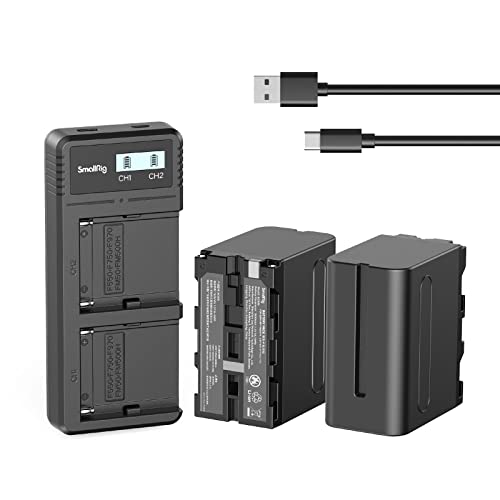 SMALLRIG Set di caricabatterie di ricambio da 7800 mAh per Sony NP-F970, NP-F750, NP-F550, per Sony FX3/A7 IV/A7S III, per Canon R5/R6, per Nikon Z8, alimentatore per fotocamera DSLR, luce-3823