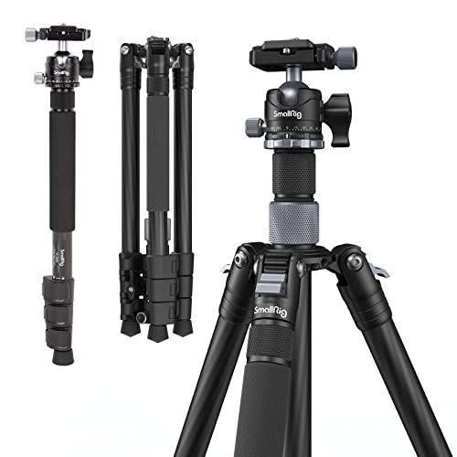 SMALLRIG Treppiede in Fibra di Carbonio con Colonna Centrale, Monopiede Staccabile, Testa a Sfera a 360°, Piastra a Sgancio Rapido, Carico Fino a 26,5 Libbre/12 kg - 4059