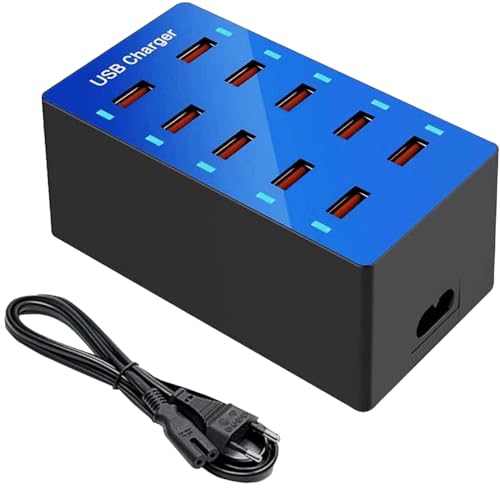 Stazione di ricarica USB a 10 porte per più dispositivi, caricabatterie da parete intelligente per iPhone 12/13/14/Samsung S24/S25 Ultra/Z Flod/Z