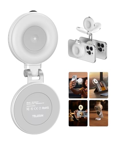 TELESIN C03 Magnetica Luce per Selfie, Luce per iPhone/Android, Bianco