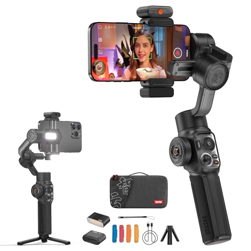 ZHIYUN Smooth-5S AI Pro[Ufficiale] Stabilizzatore Smartphone, Handy Gimbal a 3 assi con Treppiede, AI Tracker, Luci di Riempimento, Stabilizzatore Telefono Cellulare, per Vlog, Youtube, TikTok