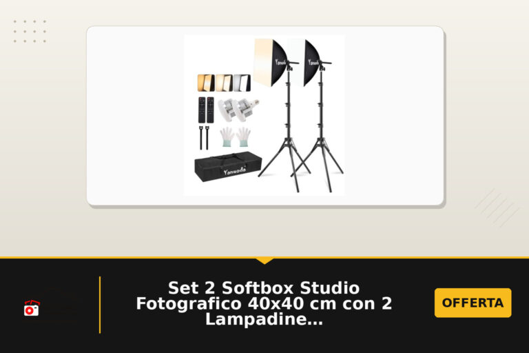 Set 2 Softbox Studio Fotografico 40x40 cm con 2 Lampadine LED 95W (3000-7500K, E27) + 2 Treppiedi - Luce Professionale per Foto, Video, Streaming Liv…