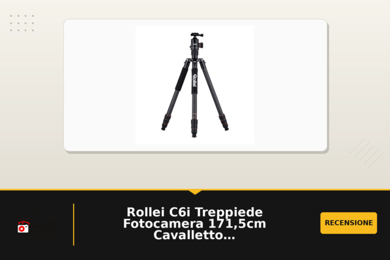 Rollei C6i Treppiede Fotocamera 171,5cm Cavalletto Fotografico Carbonio | Tripod Camera Viaggio con Testa Sfera a 360° per Sony Canon Nikon DSLR Treppiede per Smartphone con Supporto per Telefono