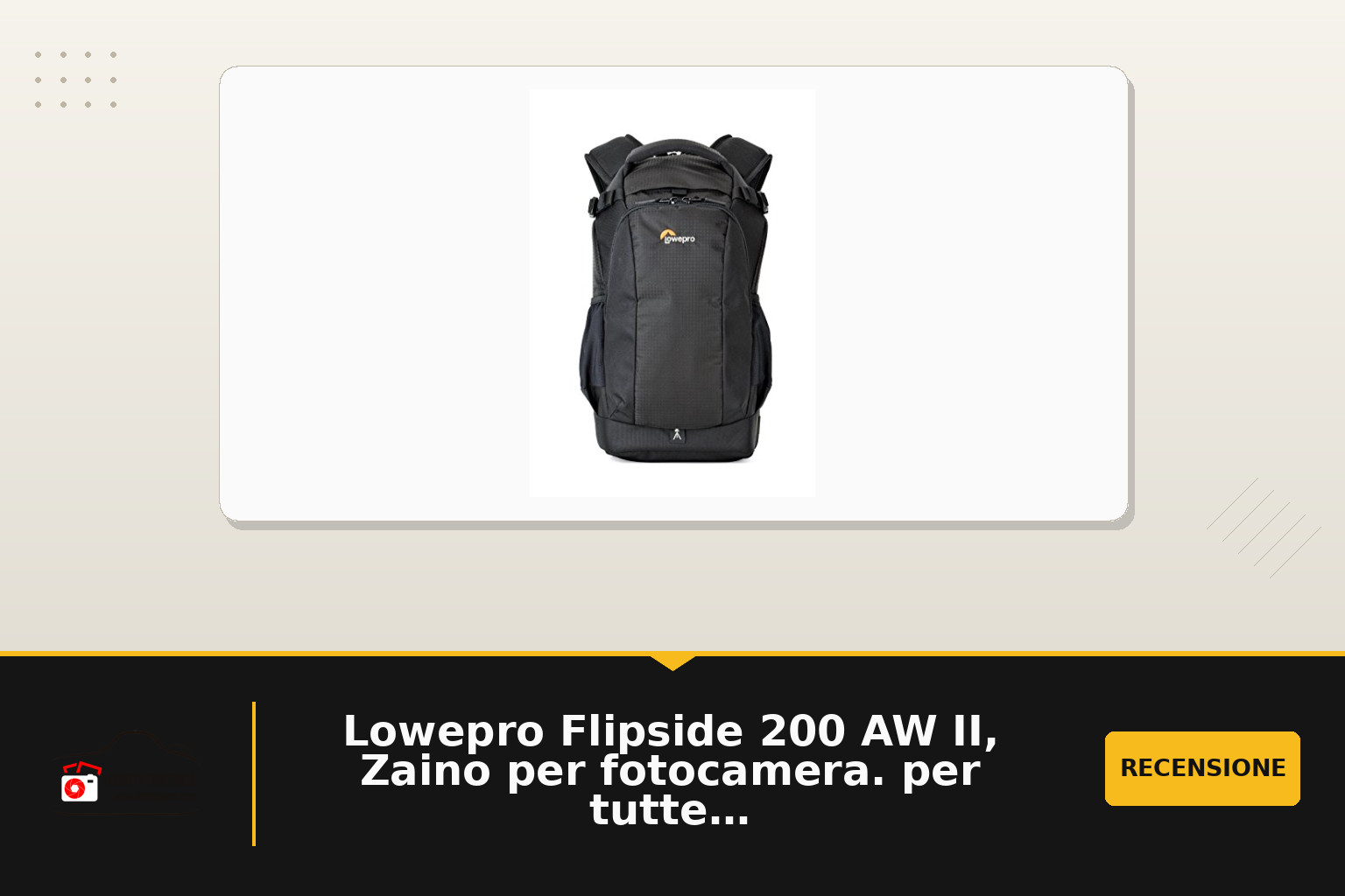 Lowepro Flipside 200 AW II, Zaino per fotocamera. per tutte le condizioni atmosferiche, compatibile con fotocamere + ingranaggi, computer portatile, tablet, nero, LP37125-PWW