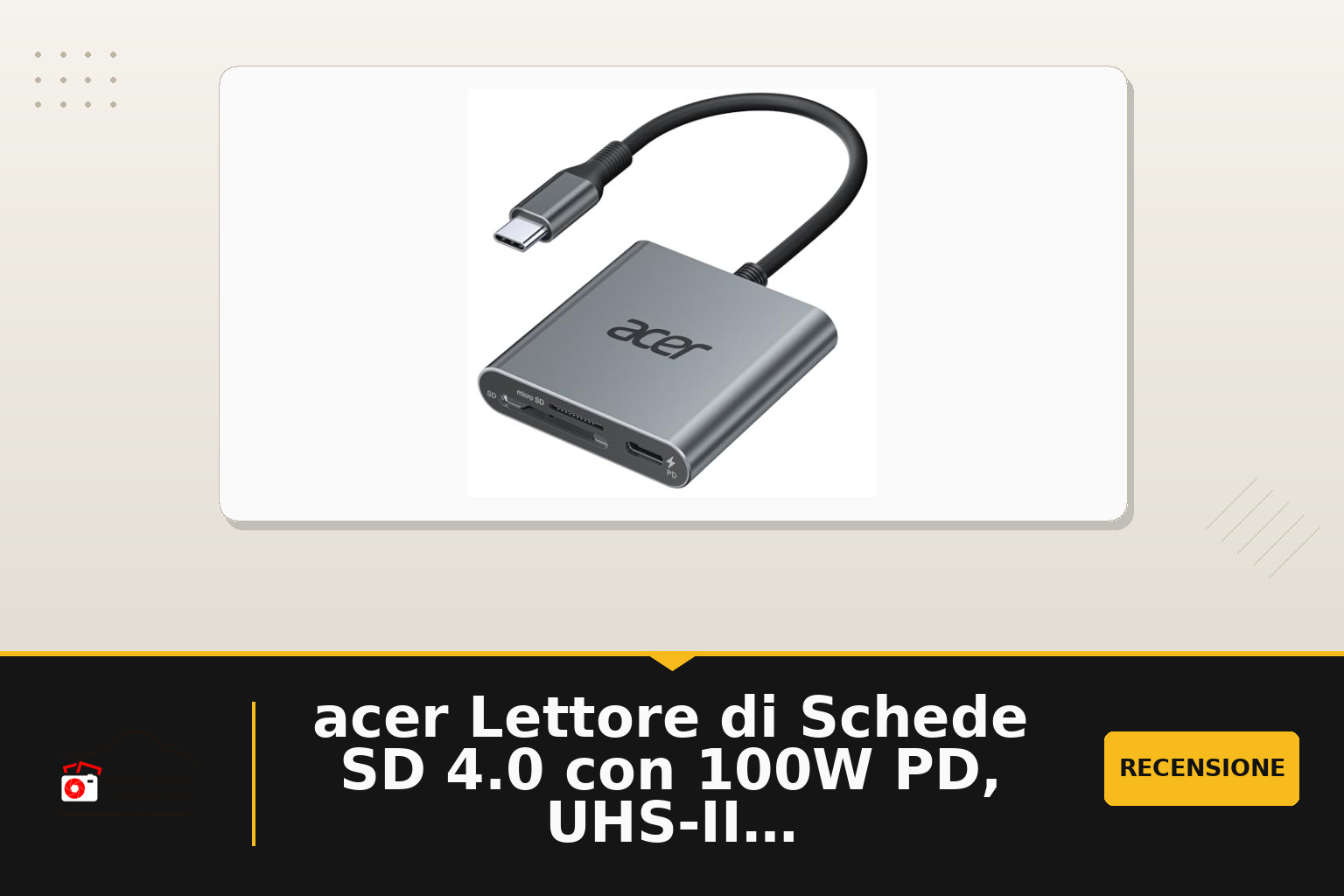 acer Lettore di Schede SD 4.0 con 100W PD, UHS-II 312MB/s