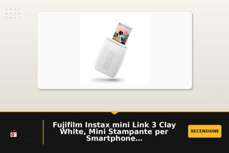 Fujifilm Instax mini Link 3 Clay White, Mini Stampante per Smartphone | Stampa ad Alta Velocità, Effetti AR 3D Integrati, Modalità Click to Collage, Dimensioni Immagine 62 x 46 mm