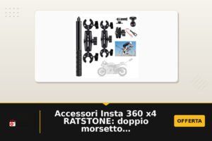 Accessori Insta 360 x4 RATSTONE: doppio morsetto e supporto stabile per estensioni e moto