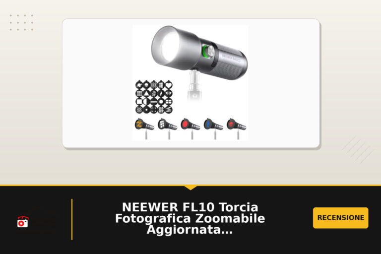 NEEWER FL10 Torcia Fotografica Zoomabile Aggiornata, Faretto Foto LED 20W | 4 Colori, 20 Gobo, 7500mAh, 6300K, Luce Video Portatile, Studio Light con Effetto Tramonto Atmosferico per Foto e Video