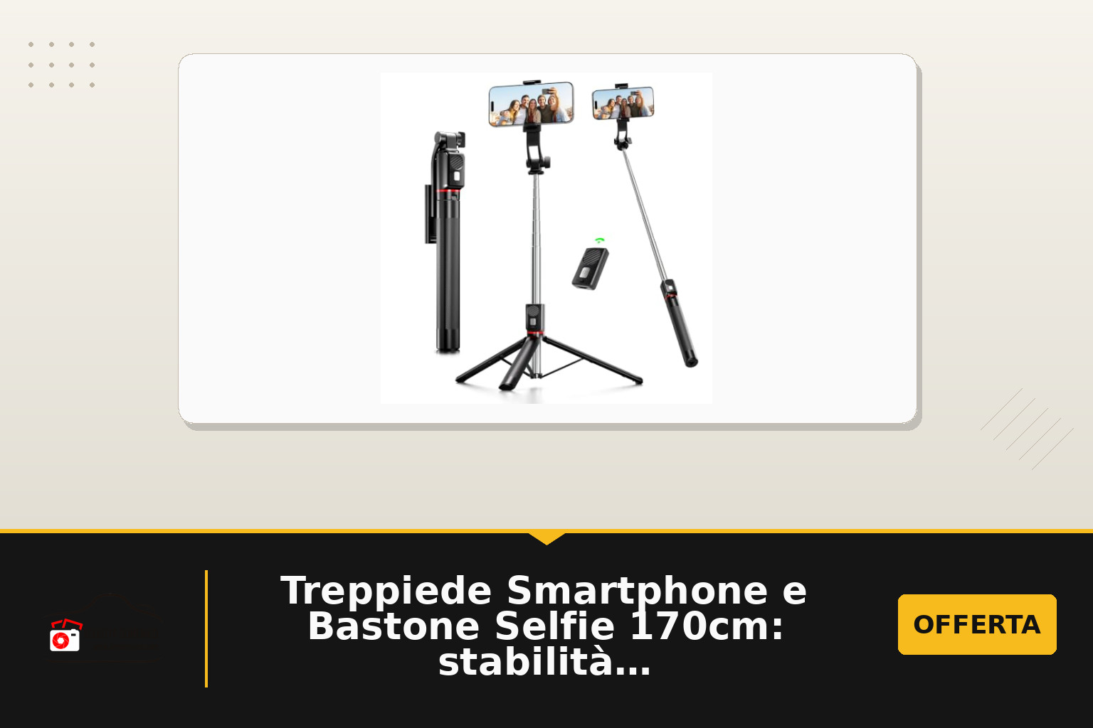 Treppiede Smartphone e Bastone Selfie 170cm: stabilità, altezza regolabile e telecomando Bluetooth