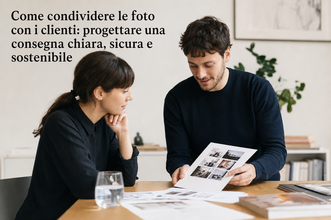 Come condividere le foto con i clienti: progettare una consegna chiara, sicura e sostenibile