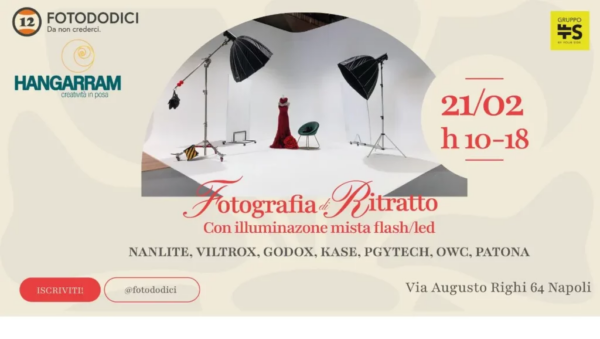 Workshop Fotododici: L’illuminazione mista Flash/LED nella fotografia di Ritratto